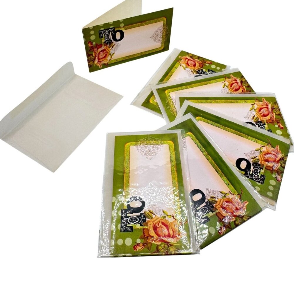 Papaya Art Set Of 7 Gift Cards Vellum Envelopes Floral Design 2.5 X 3.5 Retired